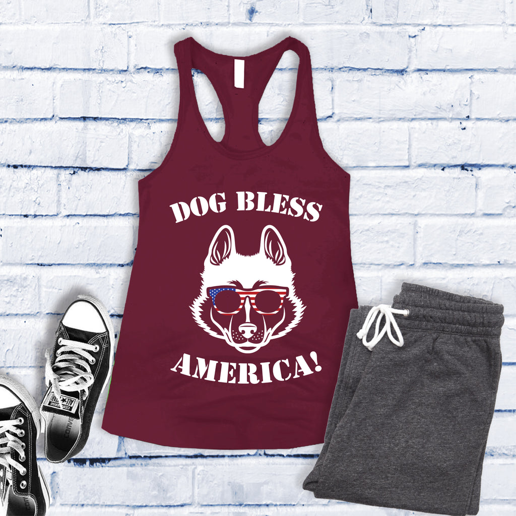 Husky Dog Bless America Women's Tank Top Tank Top tshirts.com Cardinal S 