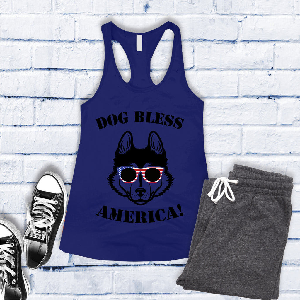 Husky Dog Bless America Women's Tank Top Tank Top tshirts.com Royal S 