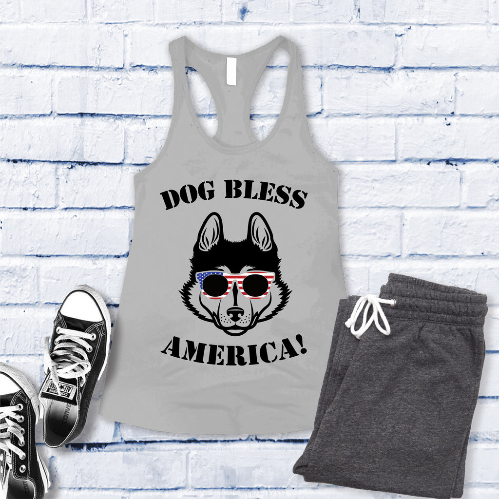 Husky Dog Bless America Women's Tank Top Tank Top tshirts.com Silver S 