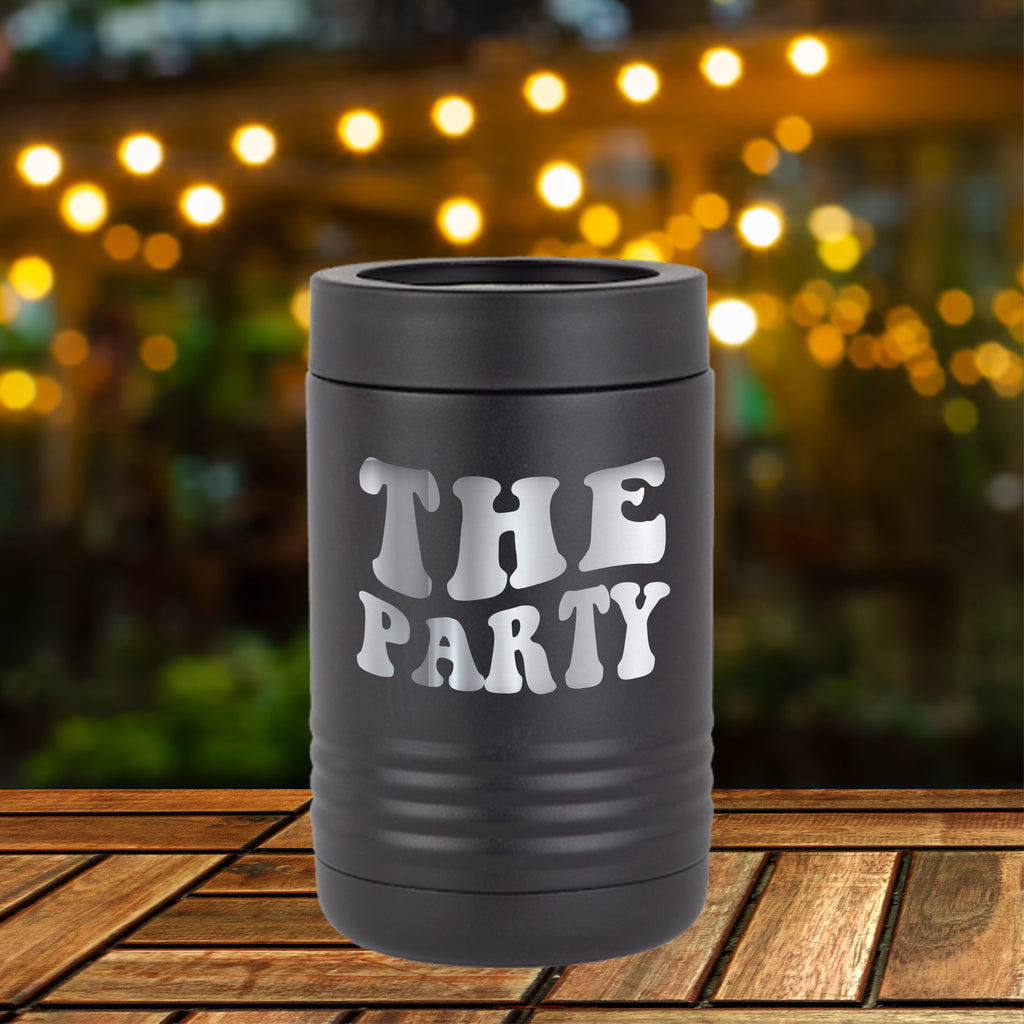 The Party Beverage Koozie Drinkware tshirts.com Black  