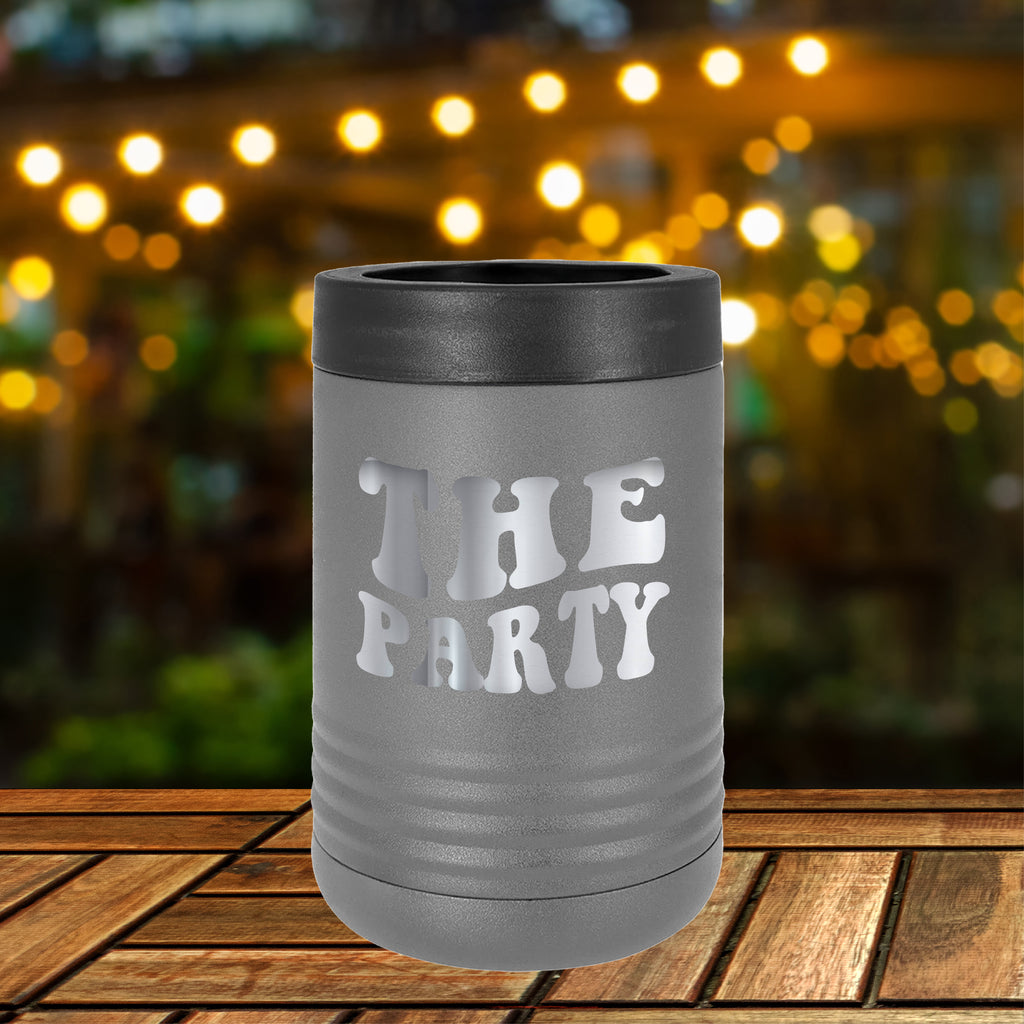 The Party Beverage Koozie Drinkware tshirts.com Dark Gray  