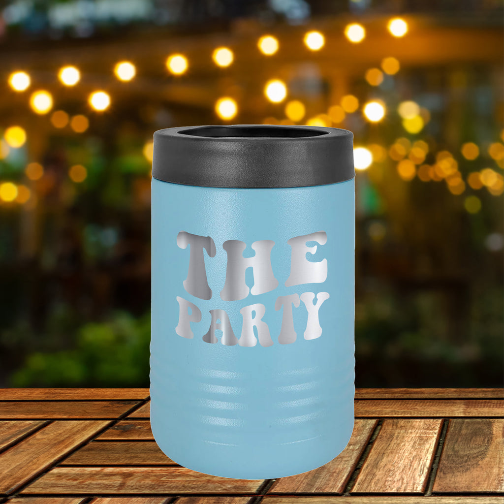 The Party Beverage Koozie Drinkware tshirts.com Light Blue  