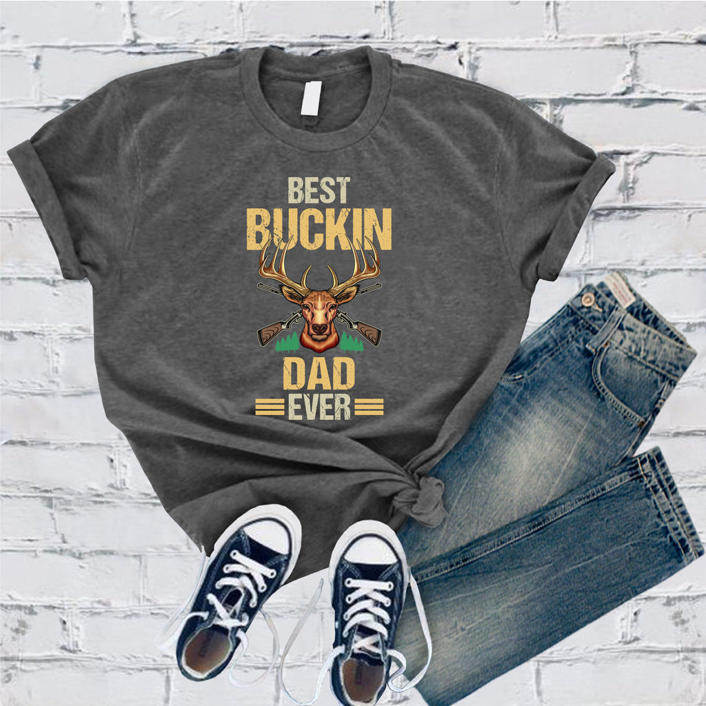 Best Buckin Dad Ever T-Shirt T-Shirt Tshirts.com Dark Grey Heather S 