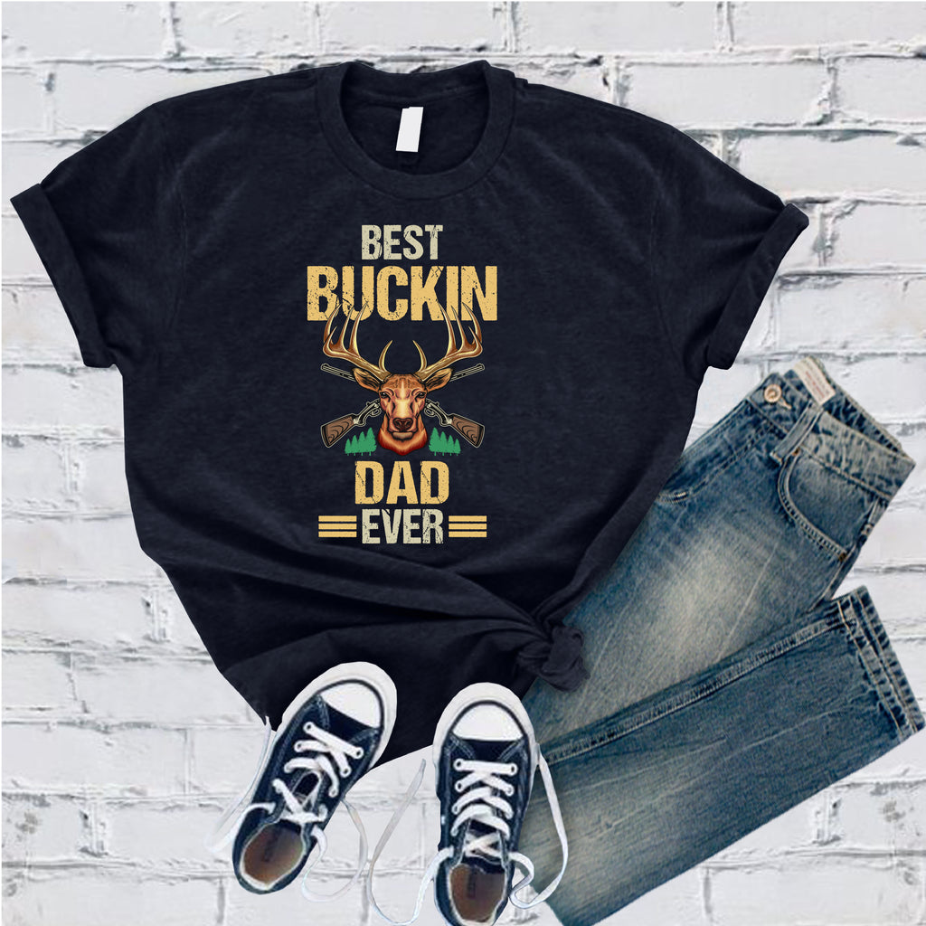Best Buckin Dad Ever T-Shirt T-Shirt Tshirts.com Navy S 