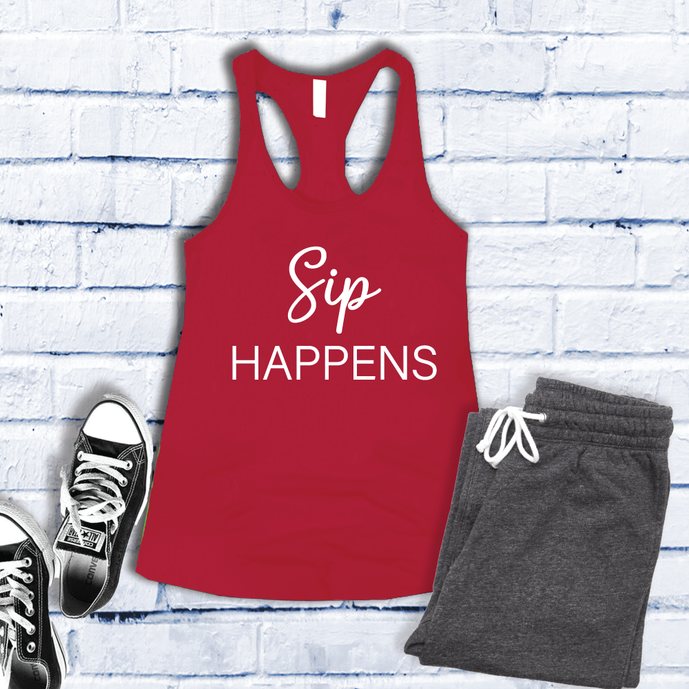 Sip Happens Women's Tank Top Tank Top tshirts.com Red S 