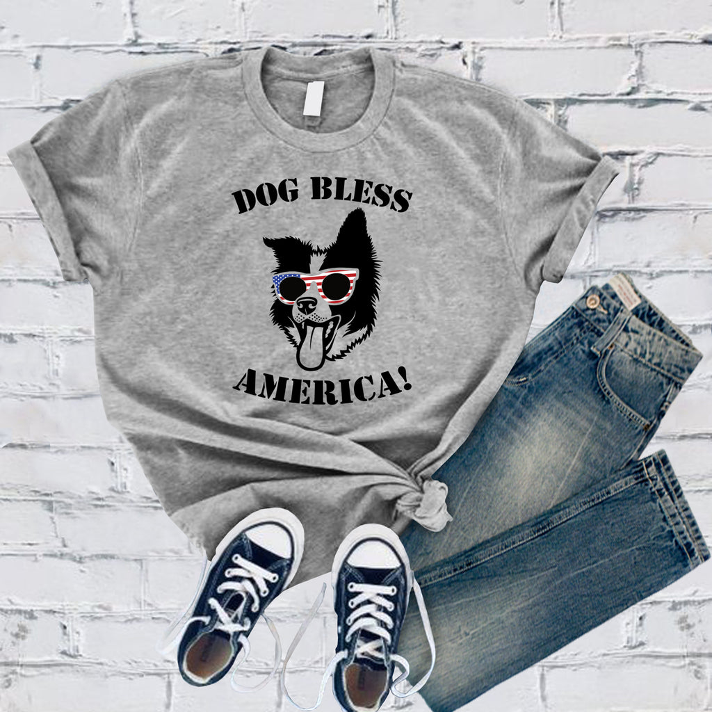 Border Collie Dog Bless America T-Shirt T-Shirt tshirts.com Athletic Heather S 