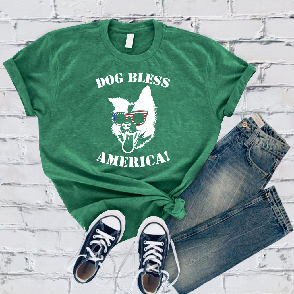 Border Collie Dog Bless America T-Shirt T-Shirt tshirts.com Heather Kelly S 