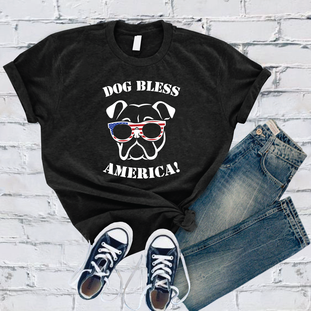 English Bulldog Dog Bless America T-Shirt T-Shirt tshirts.com Black S 