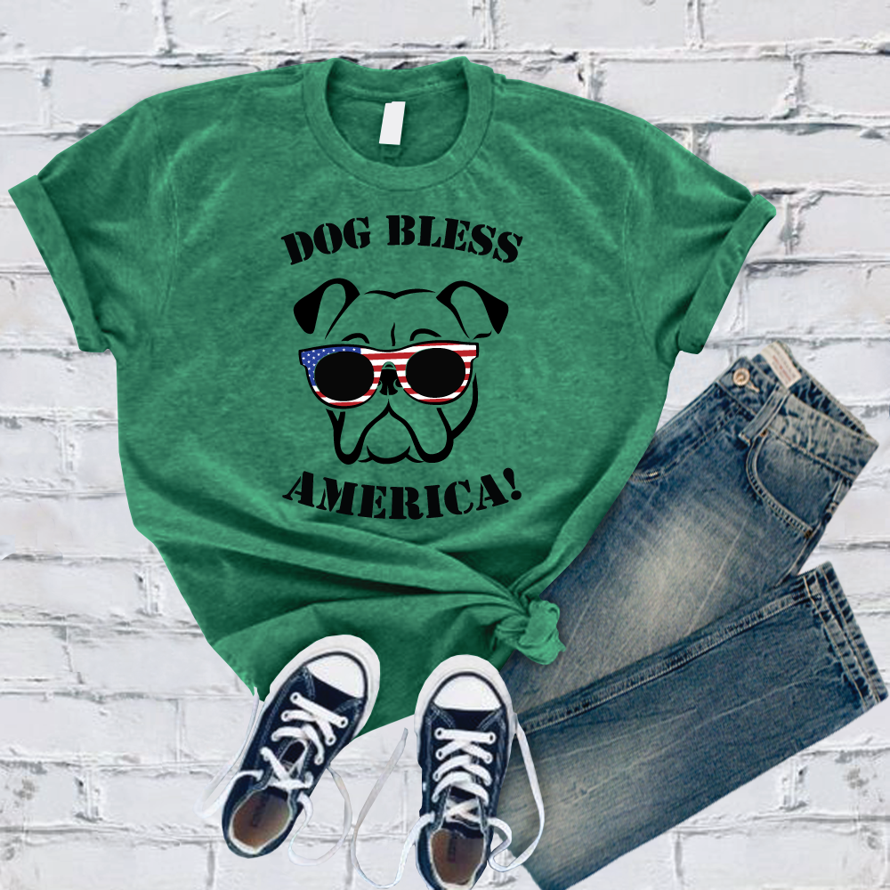 English Bulldog Dog Bless America T-Shirt T-Shirt tshirts.com Heather Kelly S 
