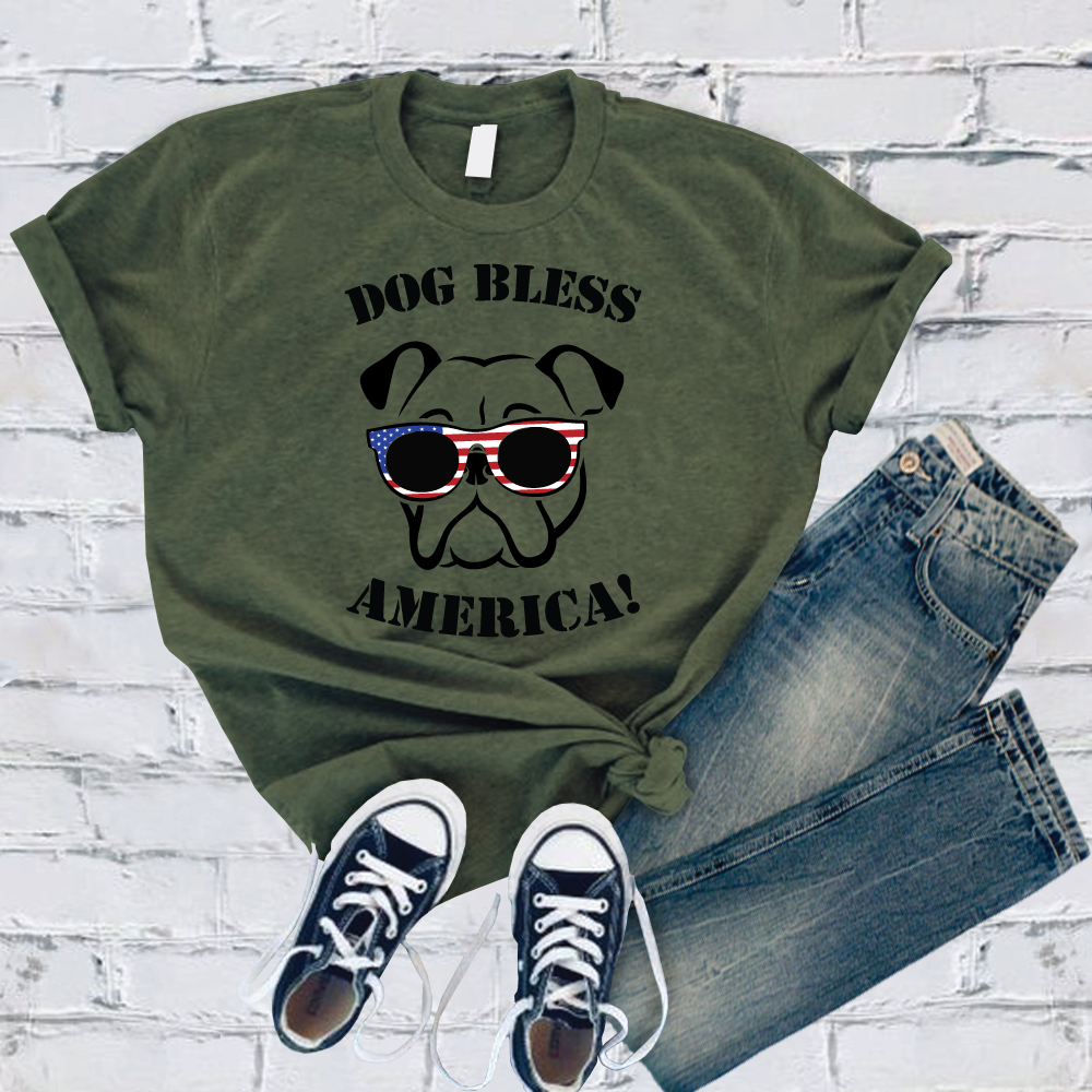 English Bulldog Dog Bless America T-Shirt T-Shirt tshirts.com Military Green S 