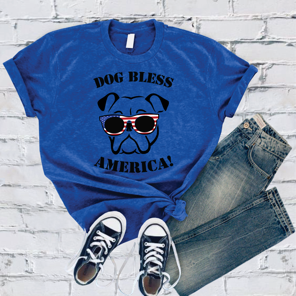 English Bulldog Dog Bless America T-Shirt T-Shirt tshirts.com True Royal S 