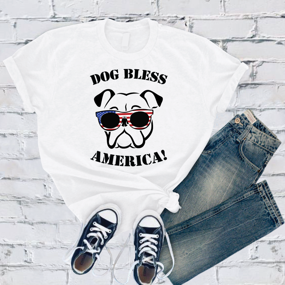 English Bulldog Dog Bless America T-Shirt T-Shirt tshirts.com White S 