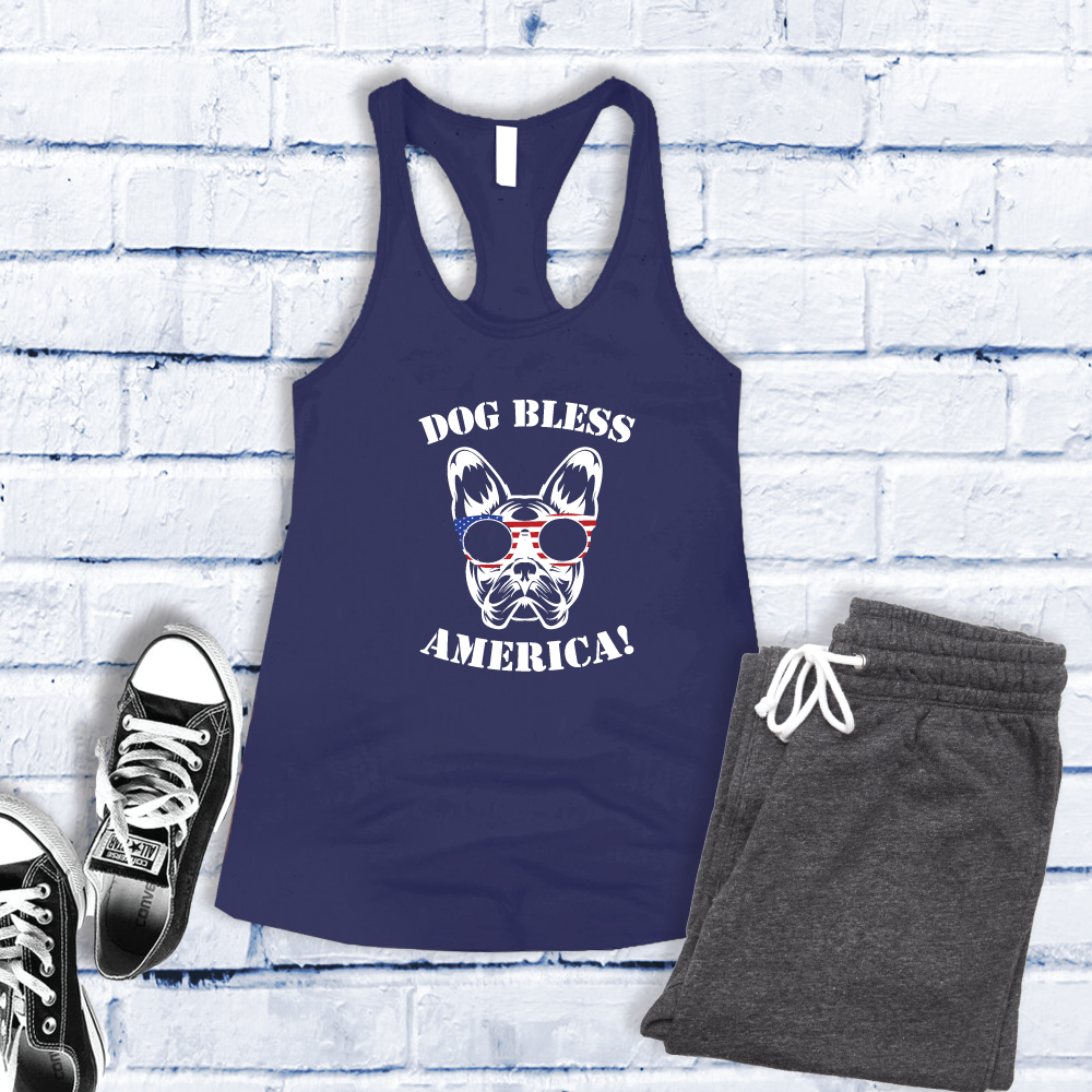 French Bulldog Dog Bless America Women's Tank Top Tank Top tshirts.com Midnight Navy S 