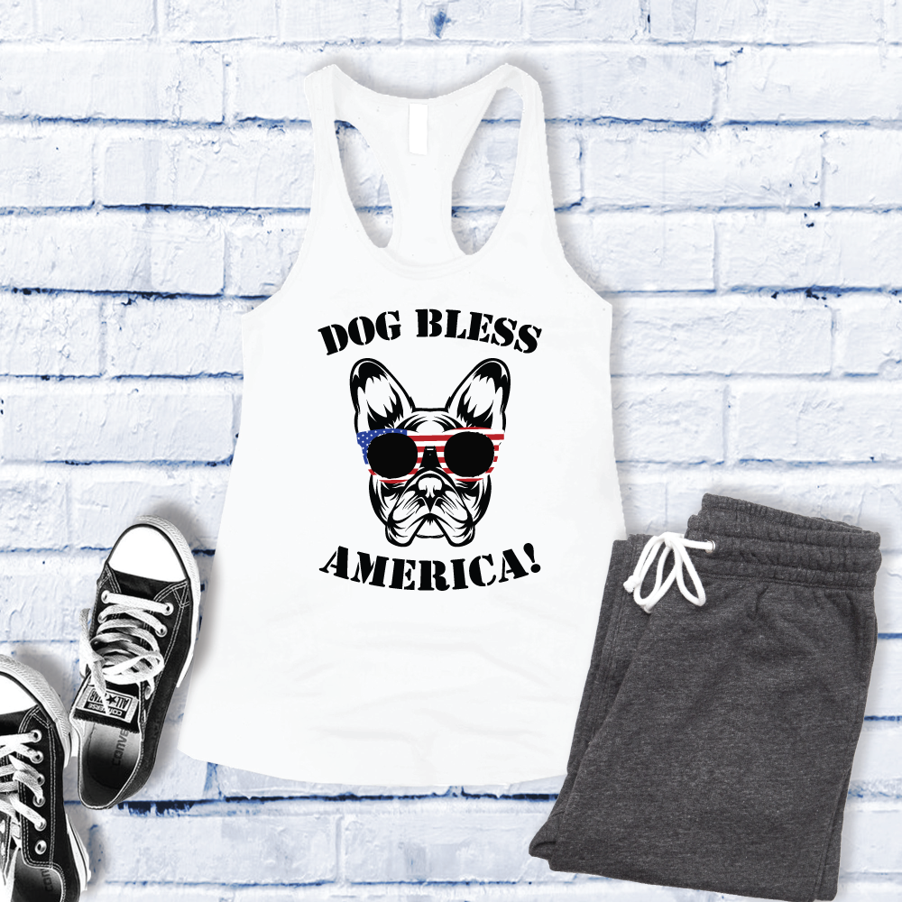 French Bulldog Dog Bless America Women's Tank Top Tank Top tshirts.com White S 