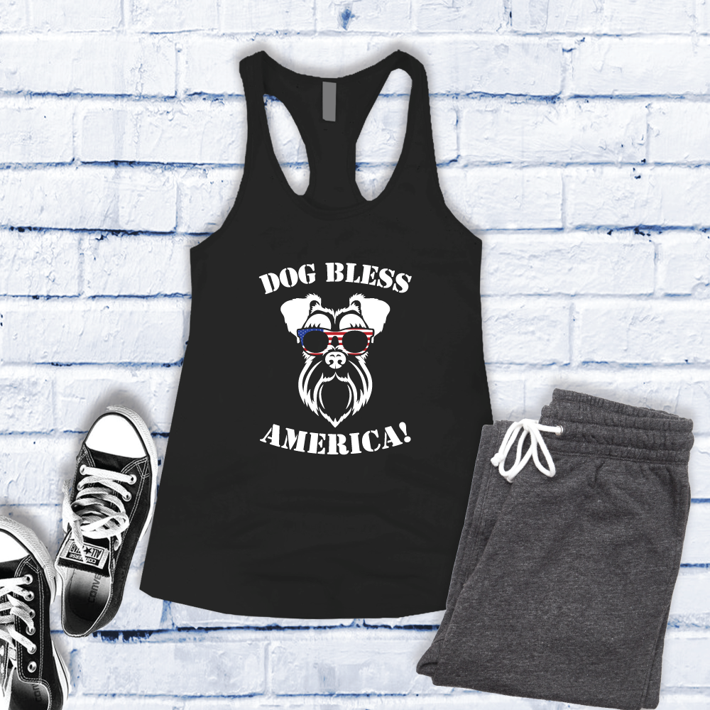 Mini Schnauzer Dog Bless America Women's Tank Top Tank Top tshirts.com Black S 