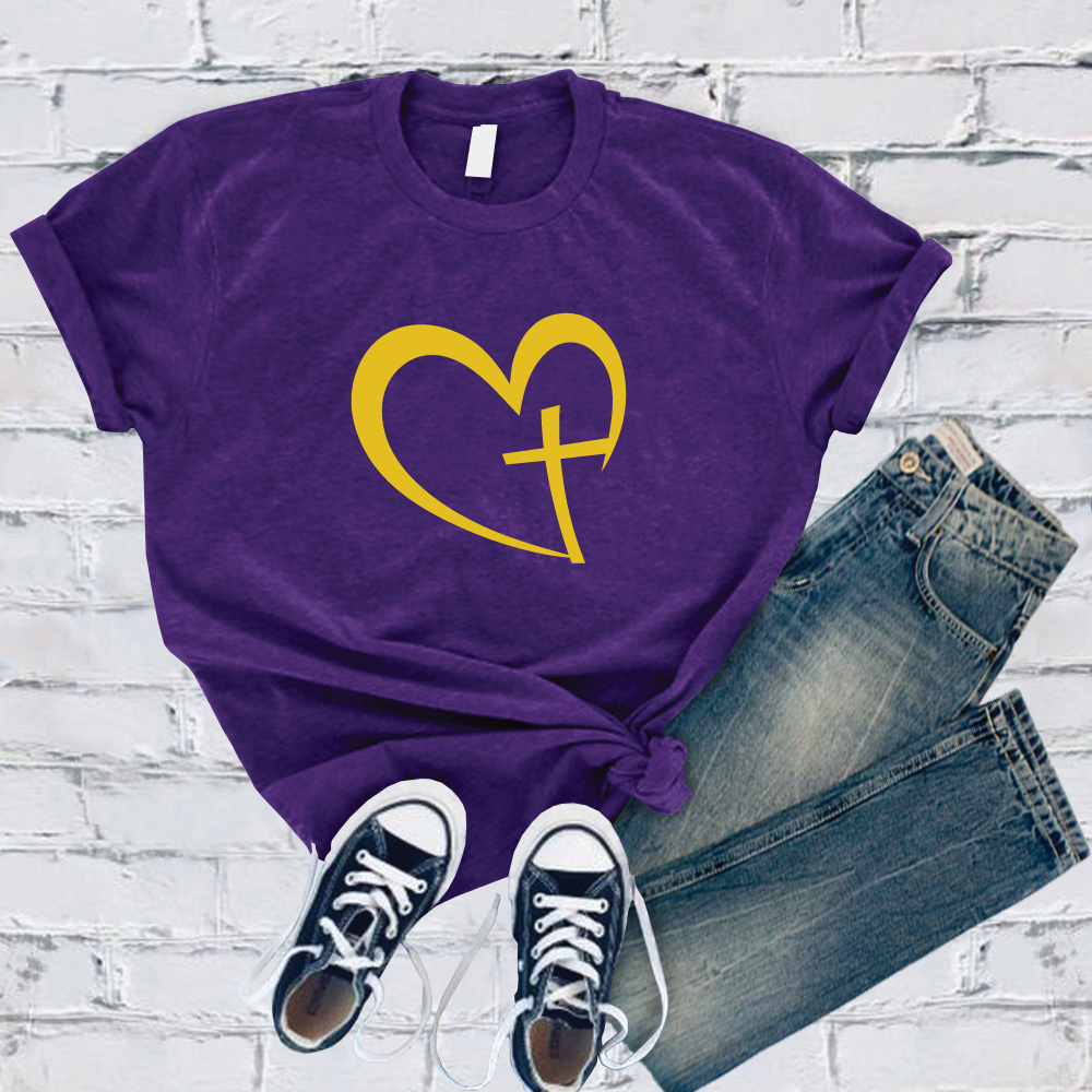 Cross In Heart T-Shirt T-Shirt Tshirts.com Team Purple S 