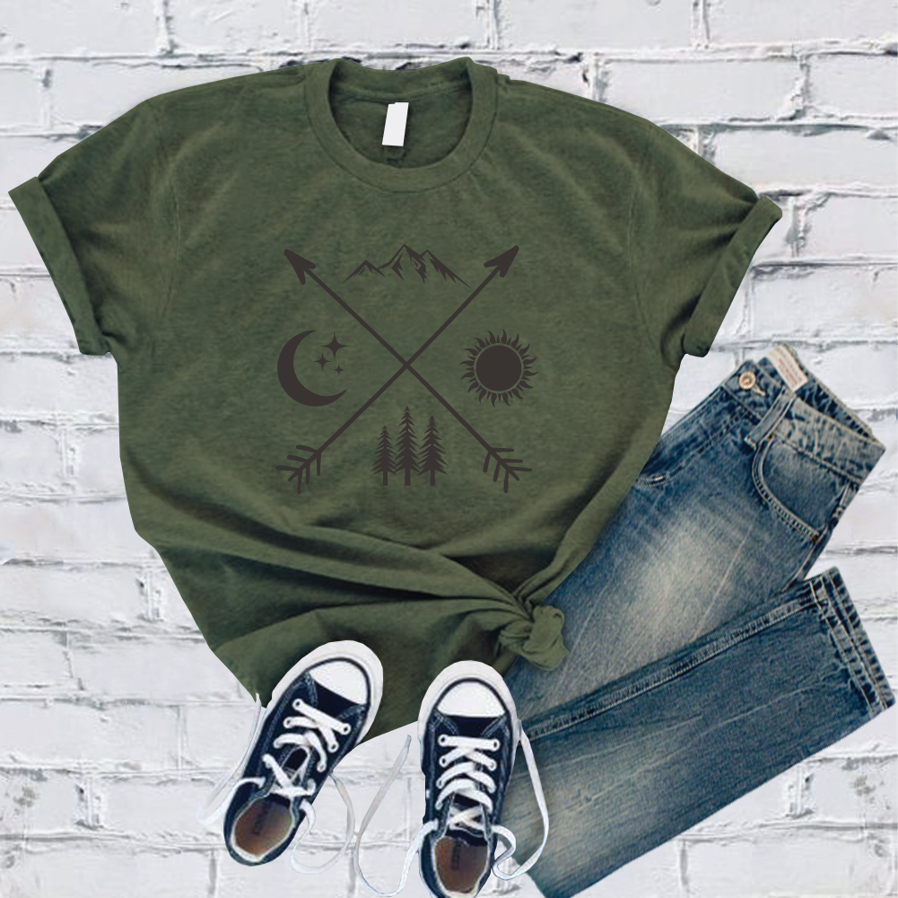 Hiking Symbols and Arrows T-Shirt T-Shirt tshirts.com Military Green S 