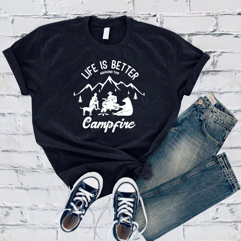 Life is Better Around The Campfire T-Shirt T-Shirt Tshirts.com Navy S 