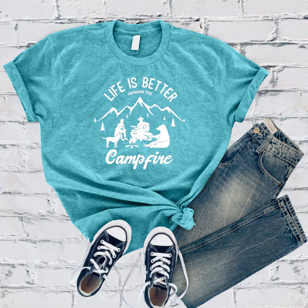 Life is Better Around The Campfire T-Shirt T-Shirt Tshirts.com Turquoise S 