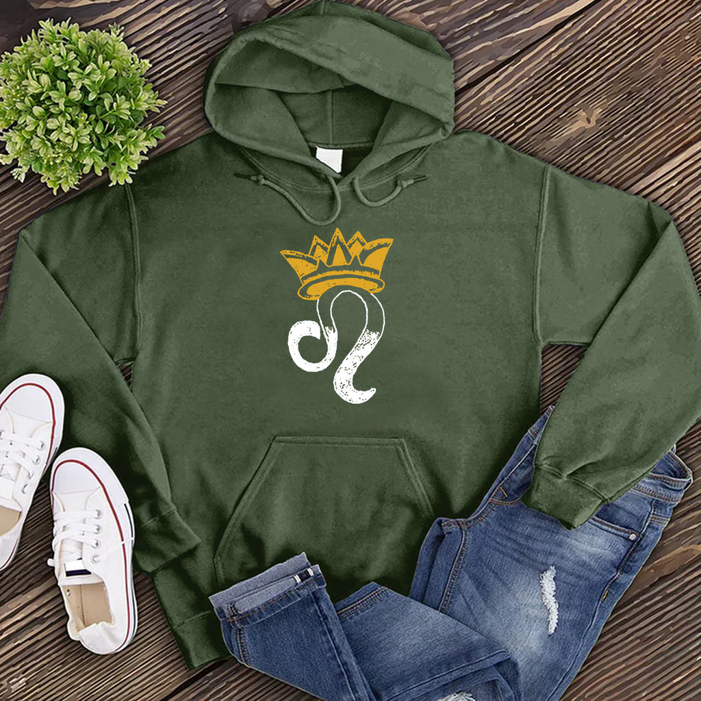 Leo Symbol with Crown Hoodie Hoodie tshirts.com Army S 