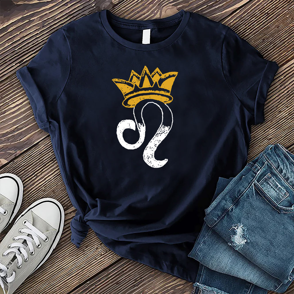 Leo Symbol with Crown T-Shirt T-Shirt tshirts.com Navy S 