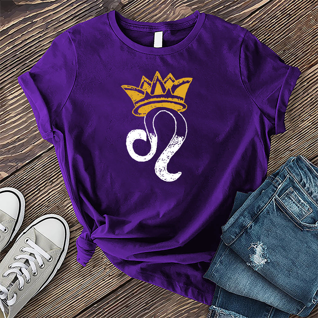 Leo Symbol with Crown T-Shirt T-Shirt tshirts.com Team Purple S 