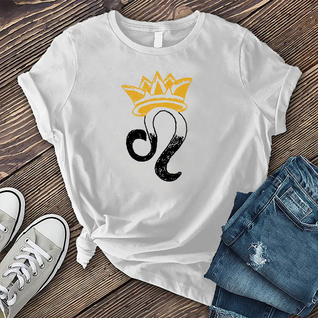 Leo Symbol with Crown T-Shirt T-Shirt tshirts.com White S 