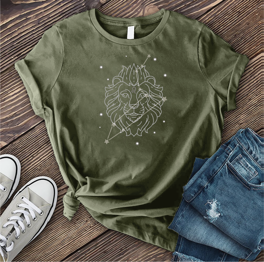 Leo Lion Constellation T-Shirt T-Shirt tshirts.com Military Green S 