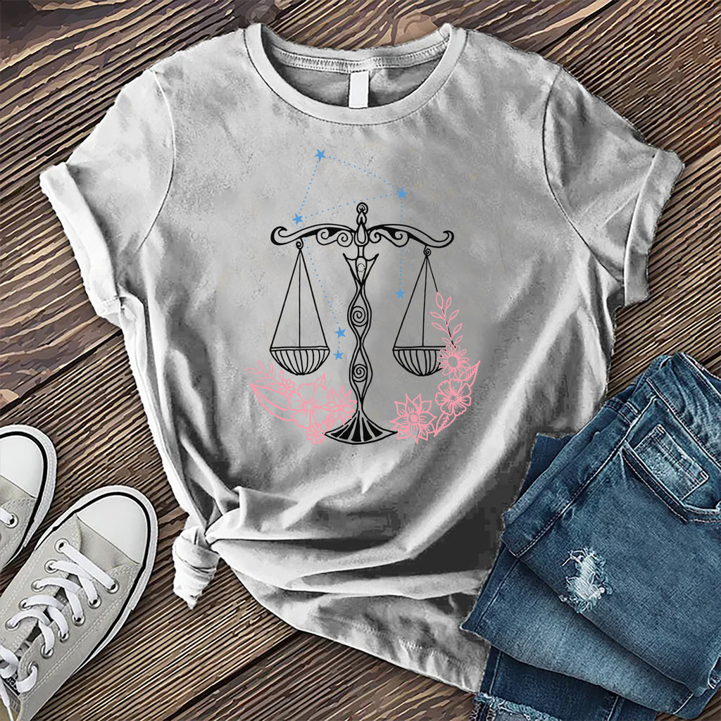 Libra Constellation and Scales T-Shirt T-Shirt Tshirts.com Athletic Heather S 