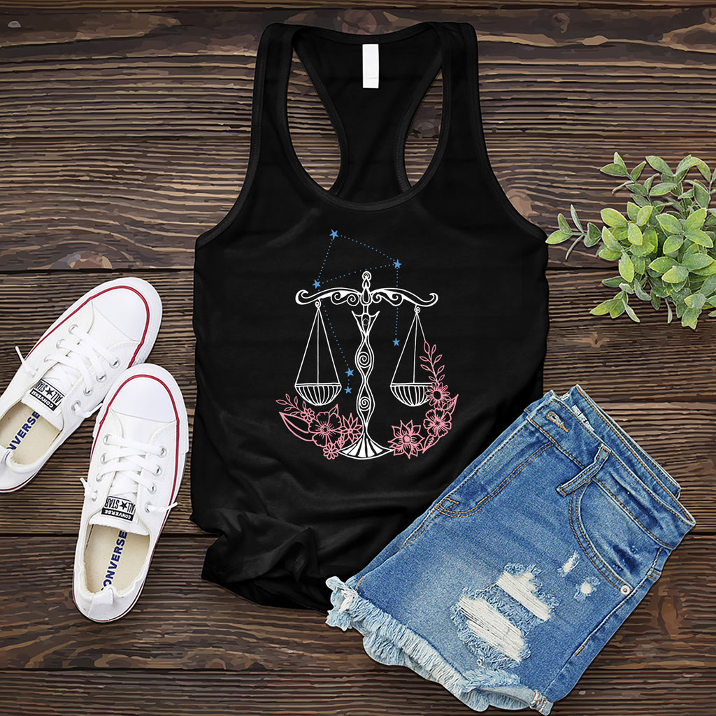 Libra Constellation and Scales Women's Tank Top Tank Top Tshirts.com Black S 
