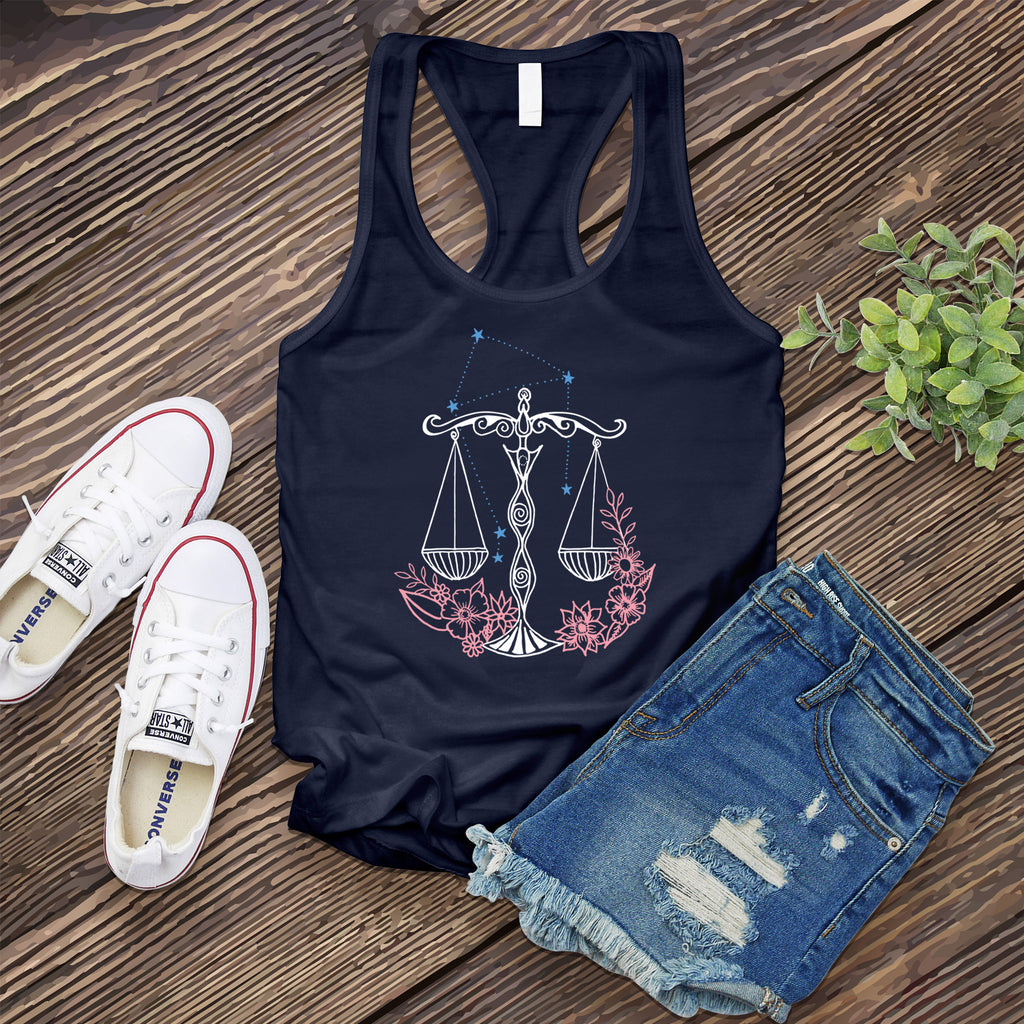 Libra Constellation and Scales Women's Tank Top Tank Top Tshirts.com Midnight Navy S 