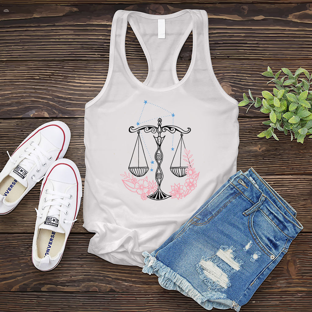 Libra Constellation and Scales Women's Tank Top Tank Top Tshirts.com White S 