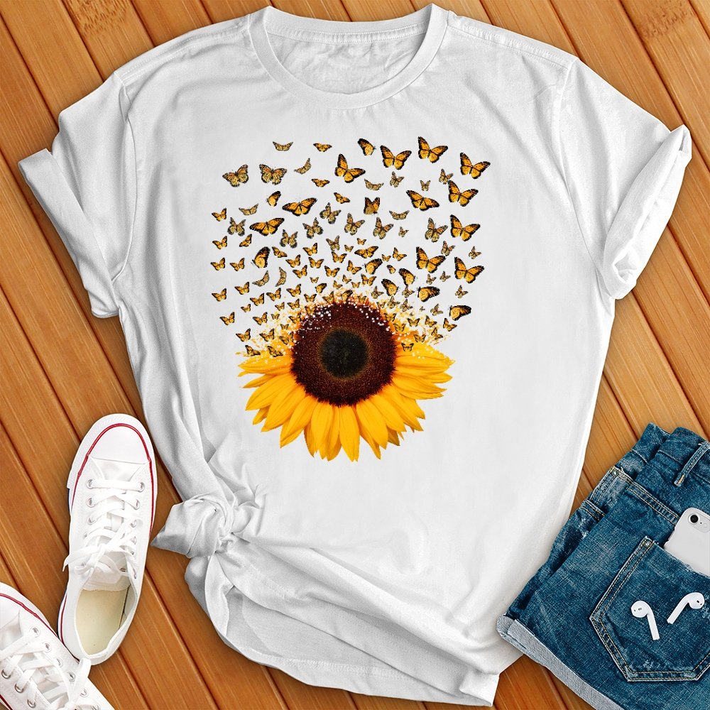 Adorable Butterfly Sunflower T-Shirt T-Shirt tshirts.com White L 