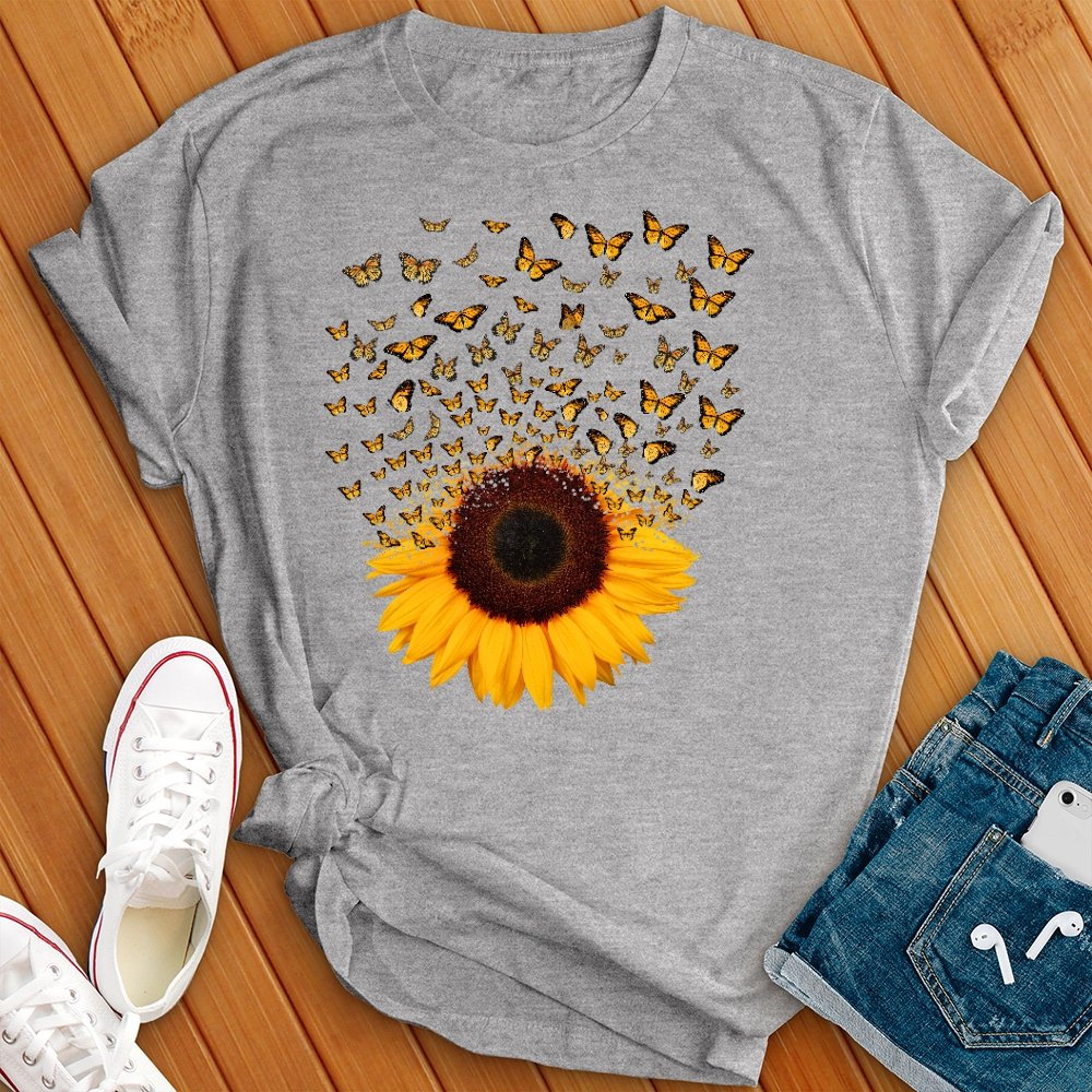 Adorable Butterfly Sunflower T-Shirt T-Shirt tshirts.com Athletic Heather L 