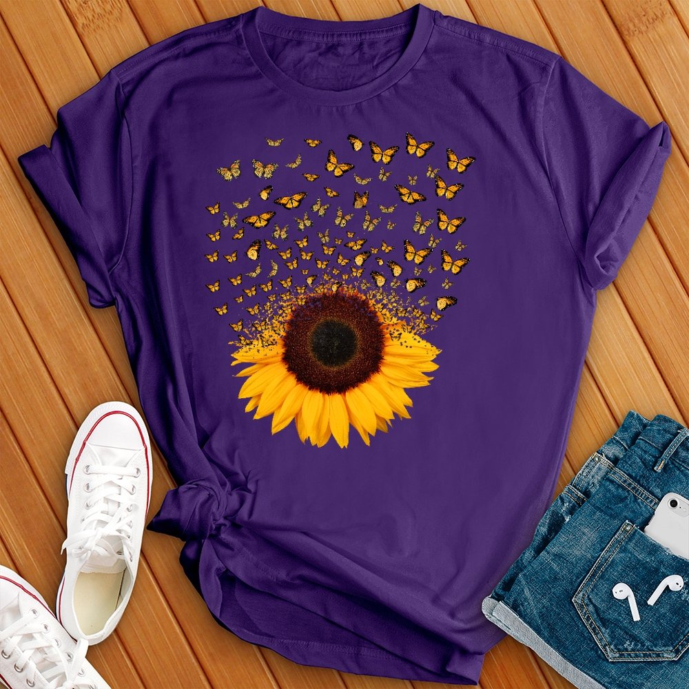 Adorable Butterfly Sunflower T-Shirt T-Shirt tshirts.com Team Purple L 