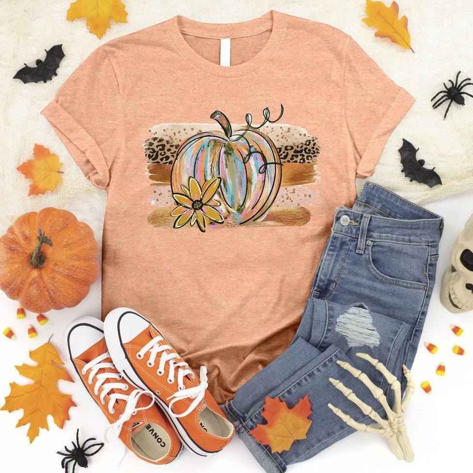 Fall Pumpkin Watercolor T-Shirt Image