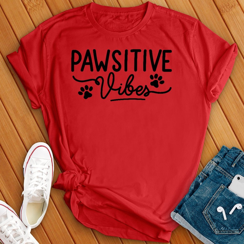 Pawsitive Vibes T-Shirt T-Shirt tshirts.com Red L 