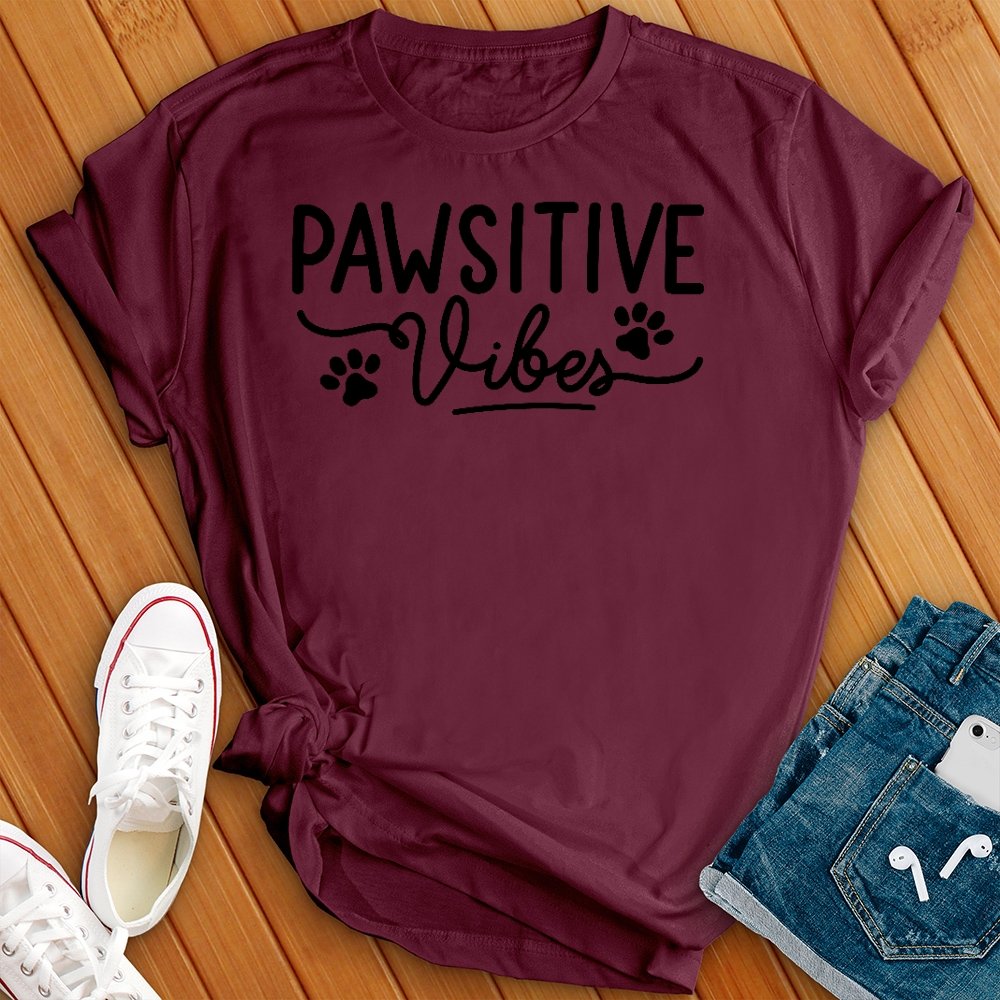 Pawsitive Vibes T-Shirt T-Shirt tshirts.com Maroon L 