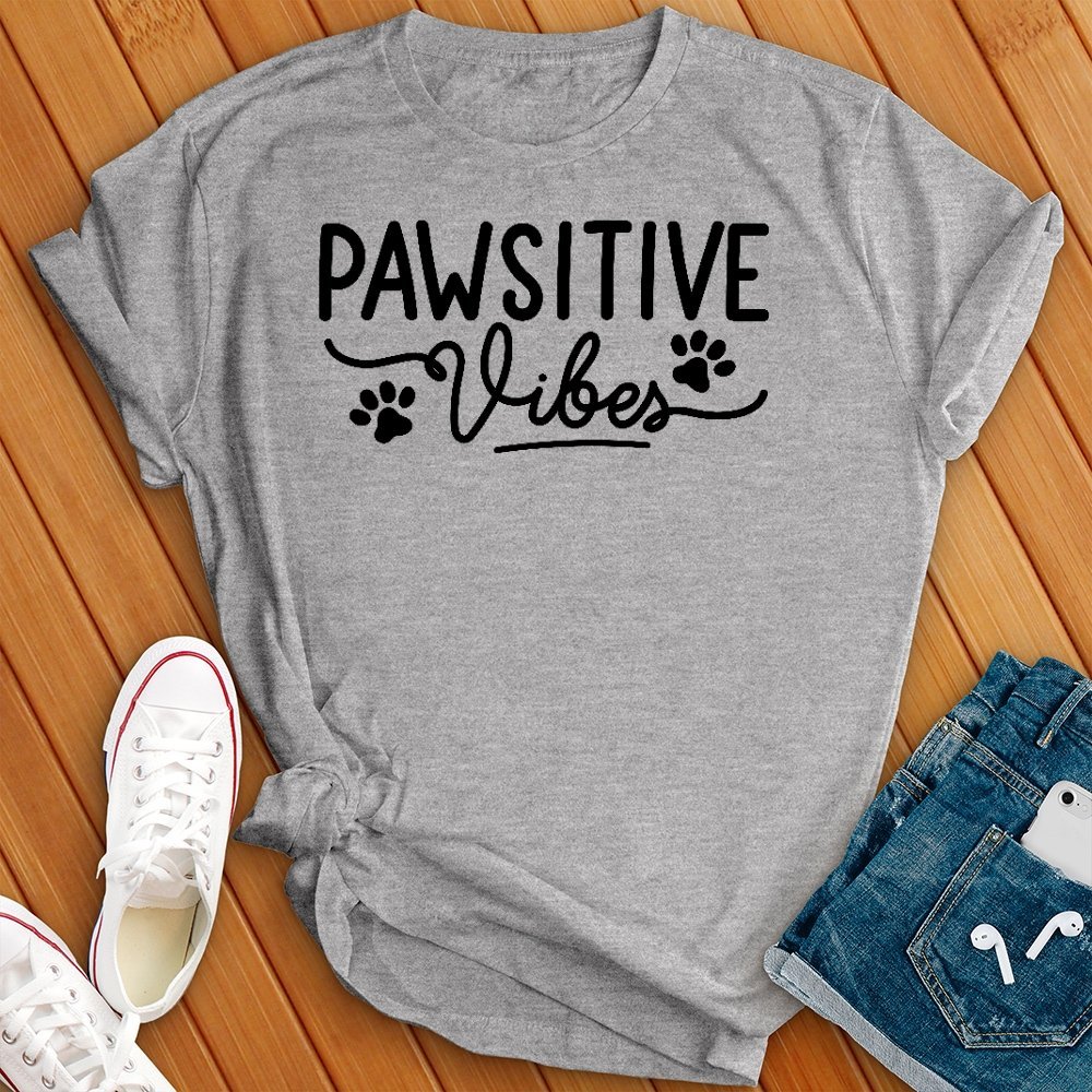 Pawsitive Vibes T-Shirt T-Shirt tshirts.com Athletic Heather L 