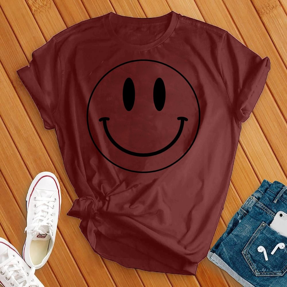 Smiley Face T-Shirt T-Shirt tshirts.com Maroon S 